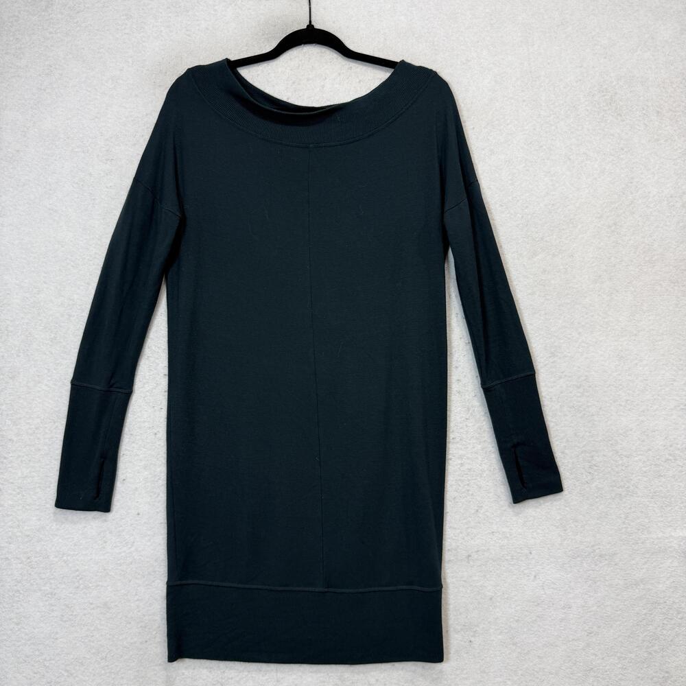 Athleta Sweater Dress Womens XS Green Boat Neck Long Sleeve Modal Knit Tunic